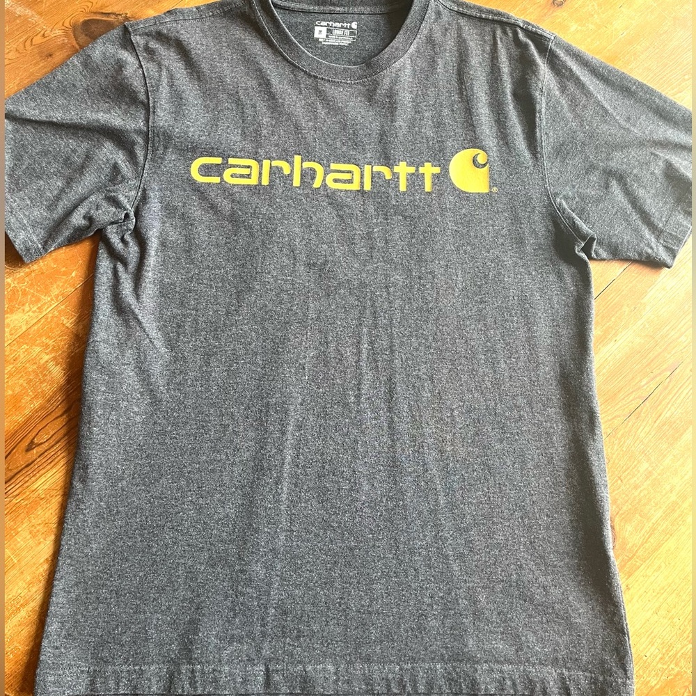 NWOT Carhartt Charcoal Tee with Yellow Logo